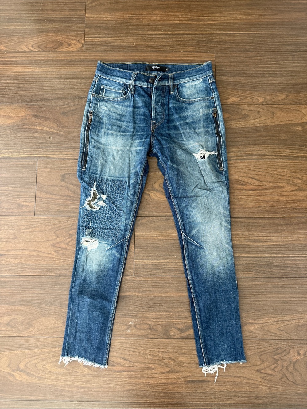 Hudson Jeans Men's Distressed Blue Skinny Jeans